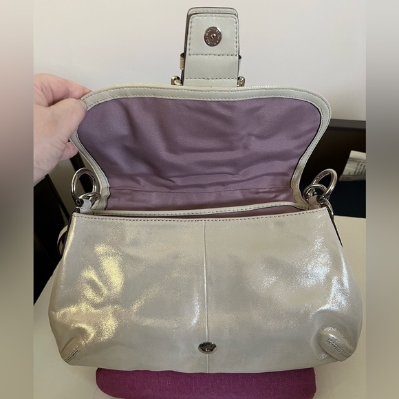 Coach Shoulder Bag in Metallic Gold/Silver - Picture 9 of 12